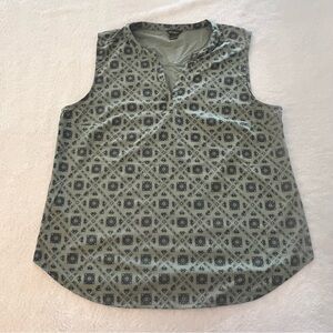 Eddie Bauer Geometric Green Sleeveless Blouse